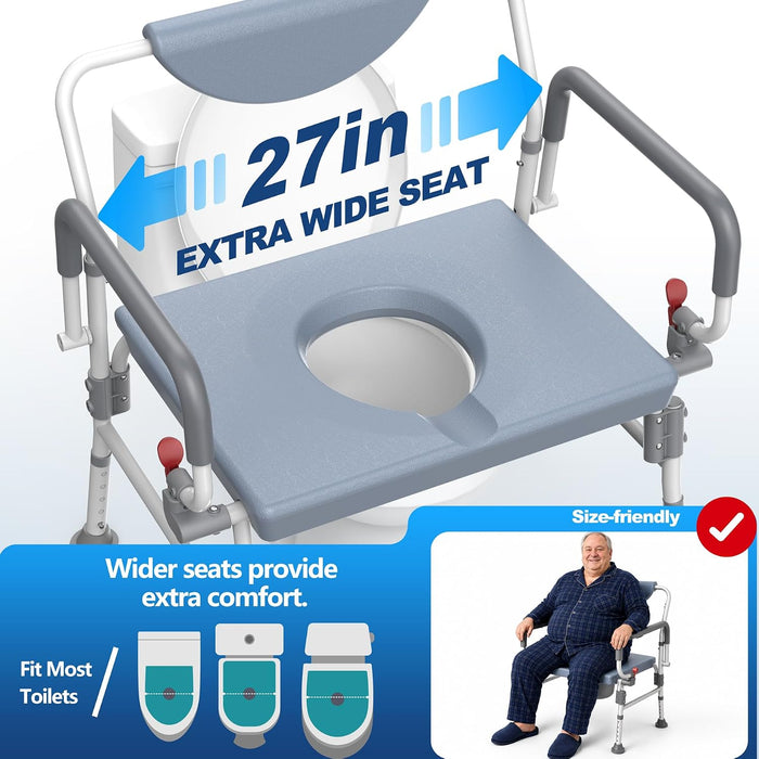 Bariatric Bedside Commode Chair 1000 lbs limit | Extra-Wide, Drop-Arm Design – Medivetix