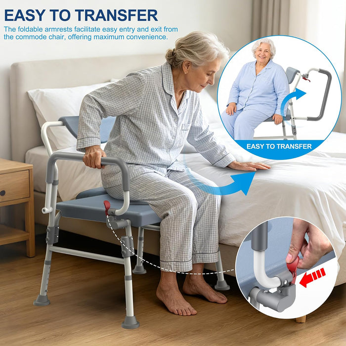 Bariatric Bedside Commode Chair 1000 lbs limit | Extra-Wide, Drop-Arm Design – Medivetix