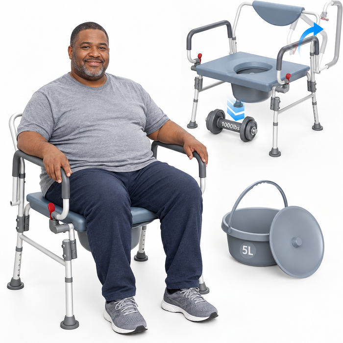 Bariatric Bedside Commode Chair 1000 lbs limit | Extra-Wide, Drop-Arm Design – Medivetix