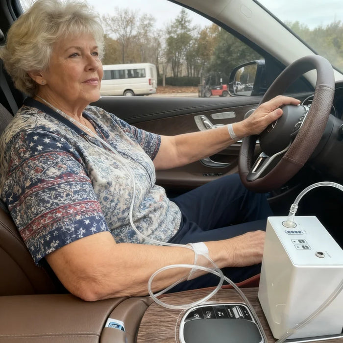 10 Hours Battery Portable Oxygen Concentrator, 1L–3L Adjustable Output, AC & Car Power I Medivetix OxyPocket