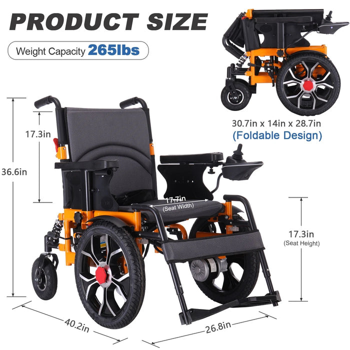 Medivetix TitanFold Heavy-Duty Foldable Electric Wheelchair – 300 lb Capacity