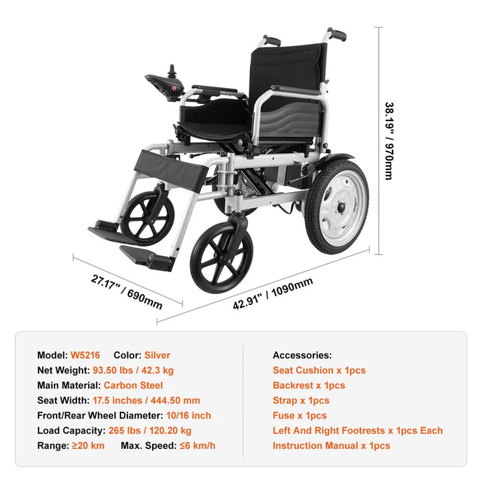Foldable Electric Wheelchair for Adults – 12.5-Mile Range, All-Terrain Power Wheelchair